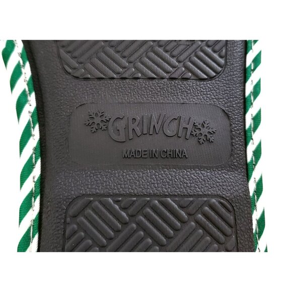 New Grinch Santa Slippers Green Red Plush Christmas House Shoes Mens Large 11/12 - Picture 7 of 11